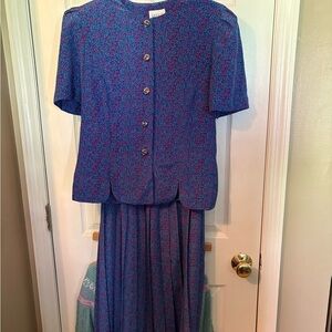 Blue and‎ Pink Floral skirt and blouse